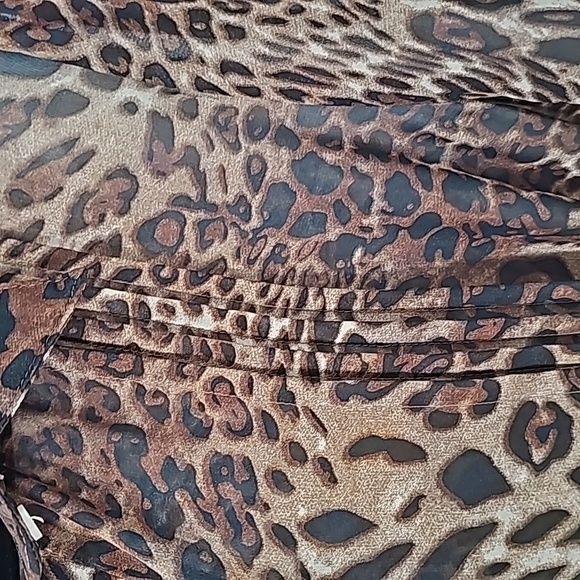 Sheer Leopard Print Shirt Dress Tunic w Button Front & Drawstring Waist - Picture 9 of 17